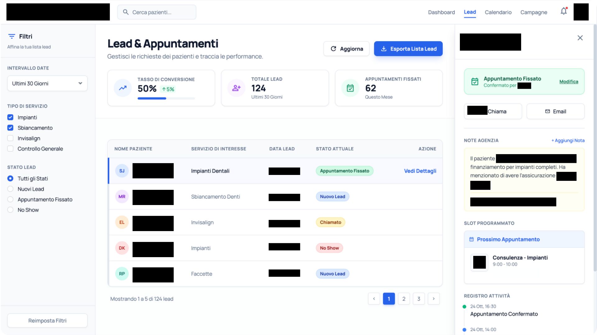 Dashboard Lead & Appuntamenti